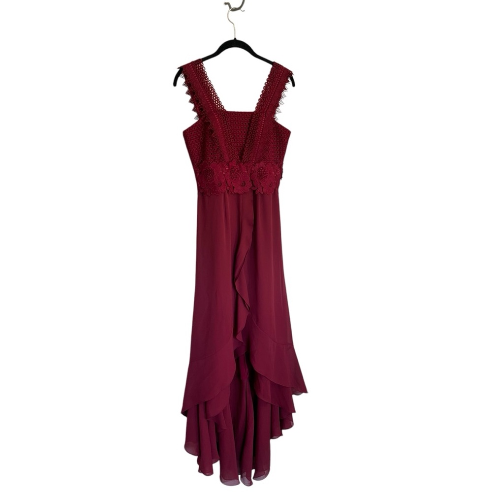 Unitedwood high low Jodie cocktail dress floral lace crochet red cocktail party - Picture 2 of 16